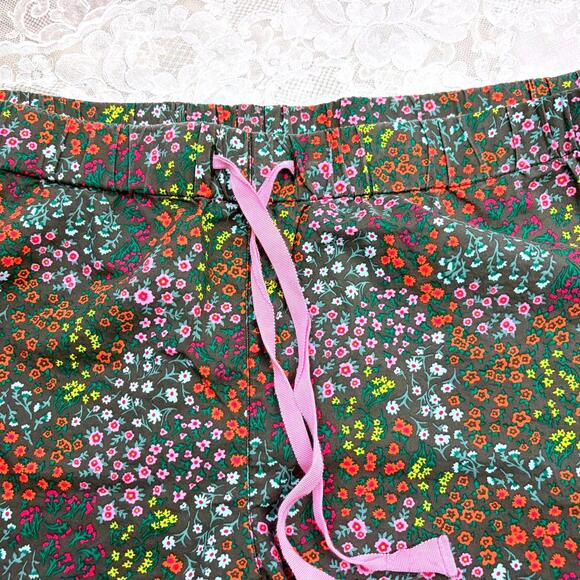 Lands' End Women's Pull-on Cropped Wide Leg Pants Ditsy Floral L/XL - Picture 3 of 4